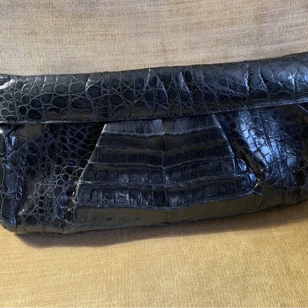 Nancy Gonzalez Black Embossed Leather Clutch - Picture 2 of 15